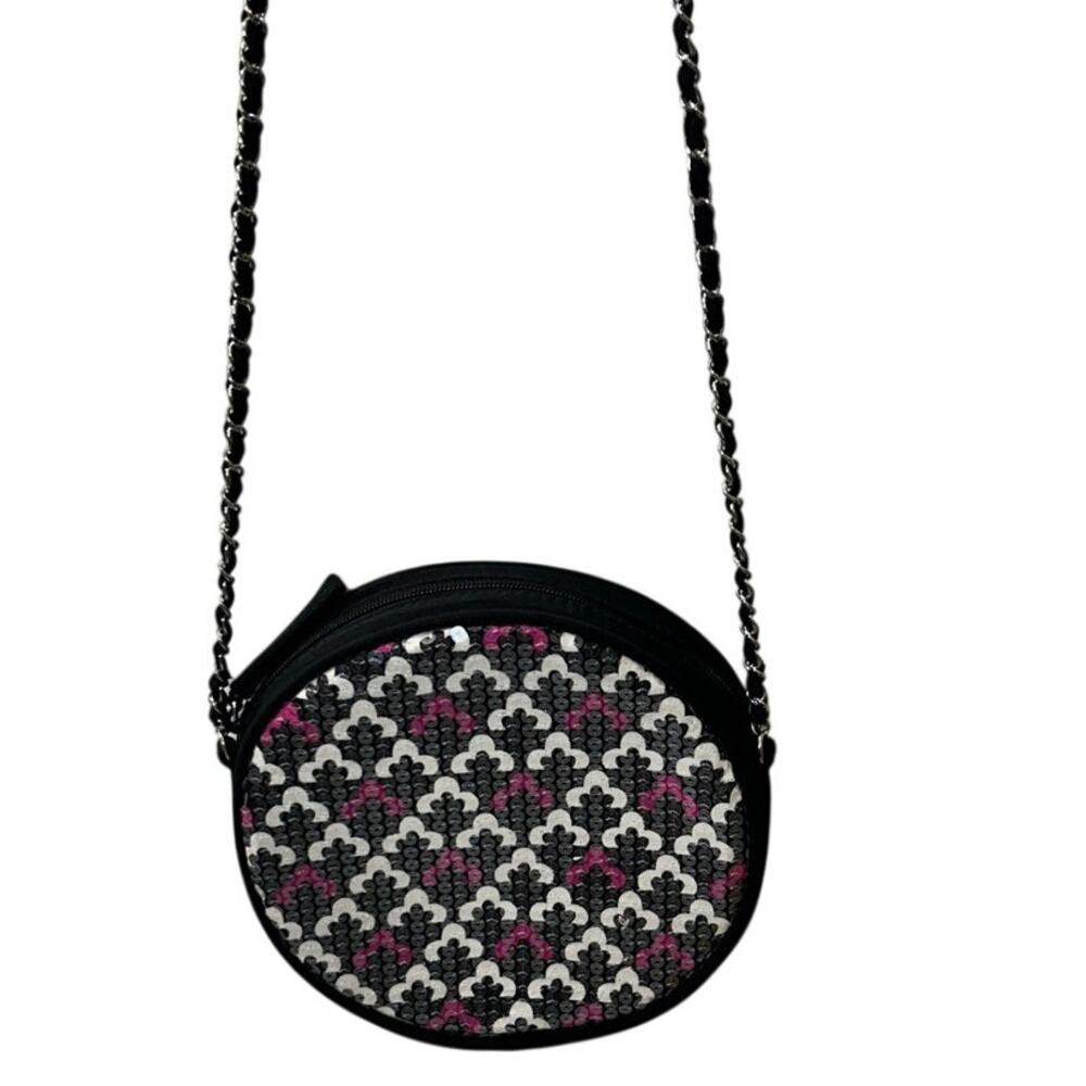 Vera‎ Bradley Shimmer Evening Bag Canterbury Magenta Pattern Round Crossbody - Picture 11 of 12